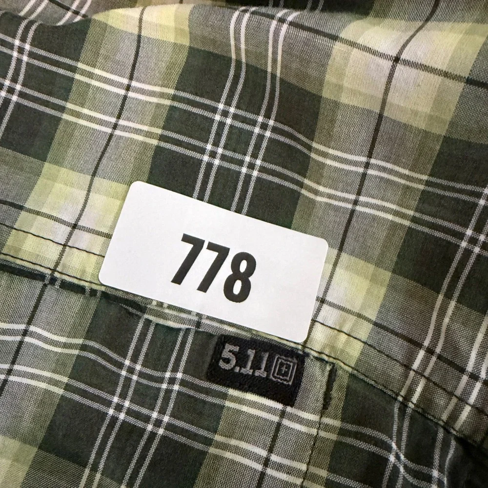 5.11 Tactical Mens Medium Green Plaid Ripstop Short Sleeve Vented Fishing Shirt - Picture 7 of 7